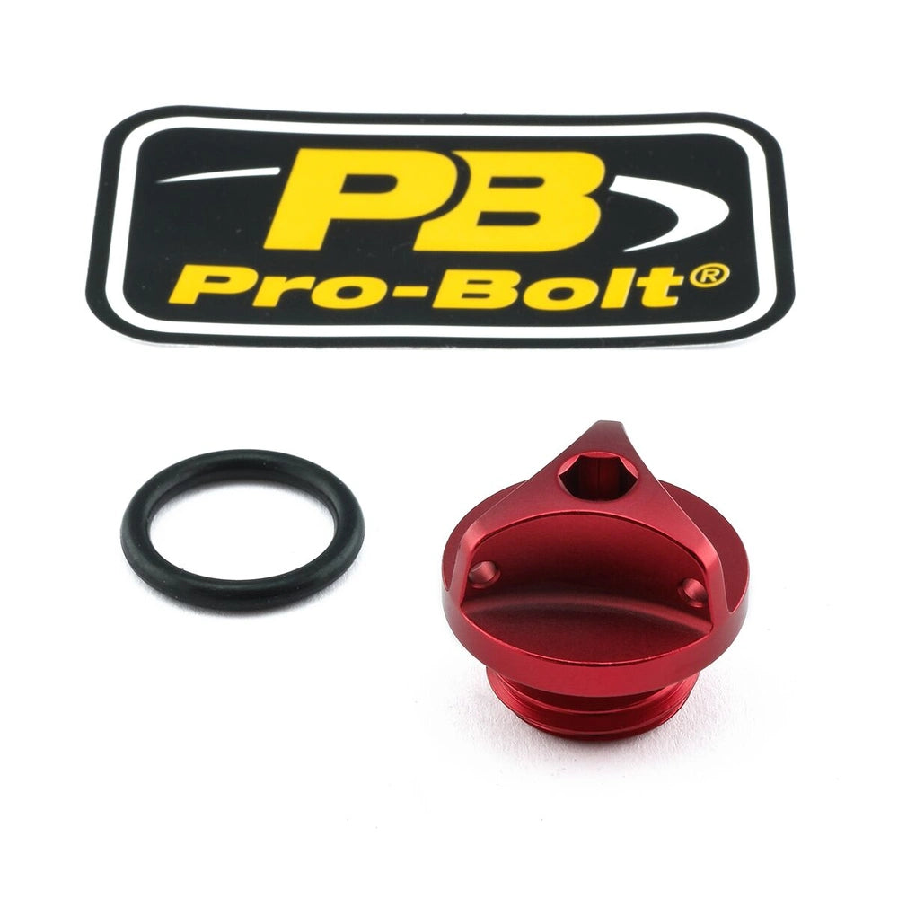 Oliepåfyldningsdæksel – 7075-T6 aluminium, rød, OFCH10 – Pro-Bolt