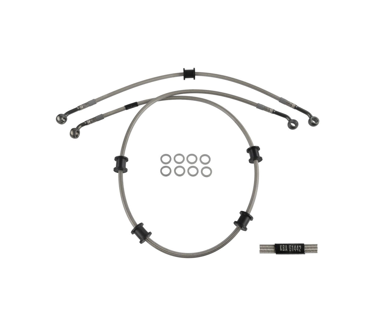 Honda CB 750 23-26 – stålomspundet bremseslangesæt – 2 slanger – TRW MCH1083H2