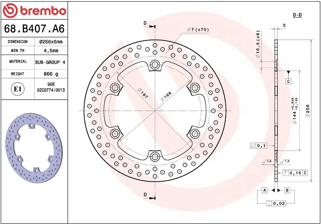 Ekstra produktbillede af Honda SH 300 I 07-20 bremseskive – Brembo Oro fast