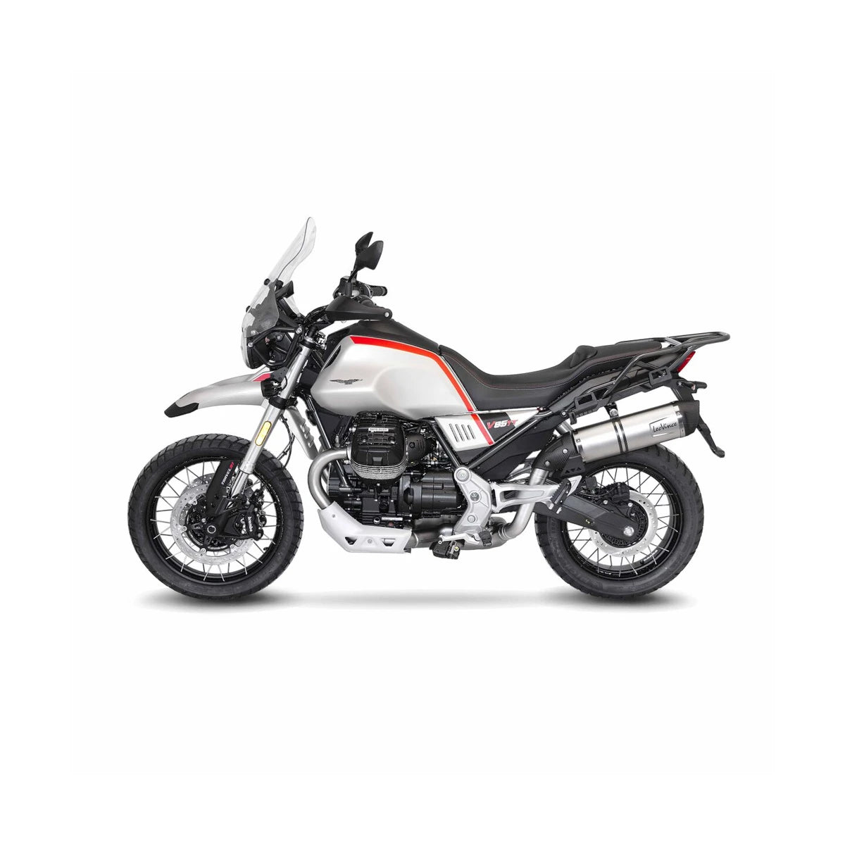 Moto Guzzi V85 850 TT (18-26) LeoVince LV One EVO slip-on – rustfri – titanium-look – ekstra produktvisning af lyddæmper, finish og detaljer 4