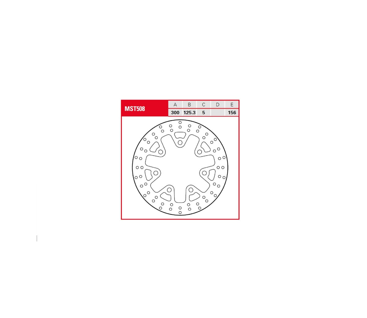 Harley-Davidson FLHX 1750 17-23 m.fl. – bremseskive foran 300 mm x 5,0 mm – TRW MST508 – målskitse og teknisk illustration