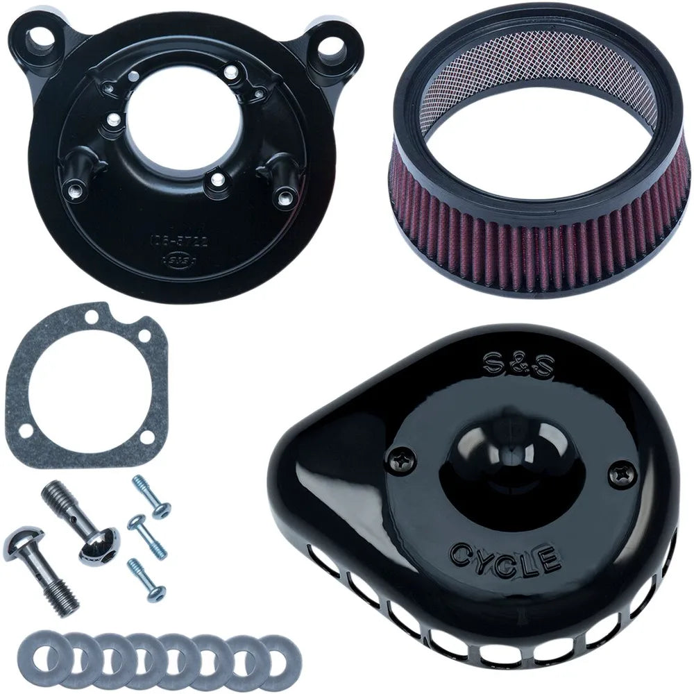 Harley-Davidson Twin Cam (01-17) Mini Teardrop Stealth Air Cleaner Kit, Mini Teardrop, sort / Gloss – S&S Cycle