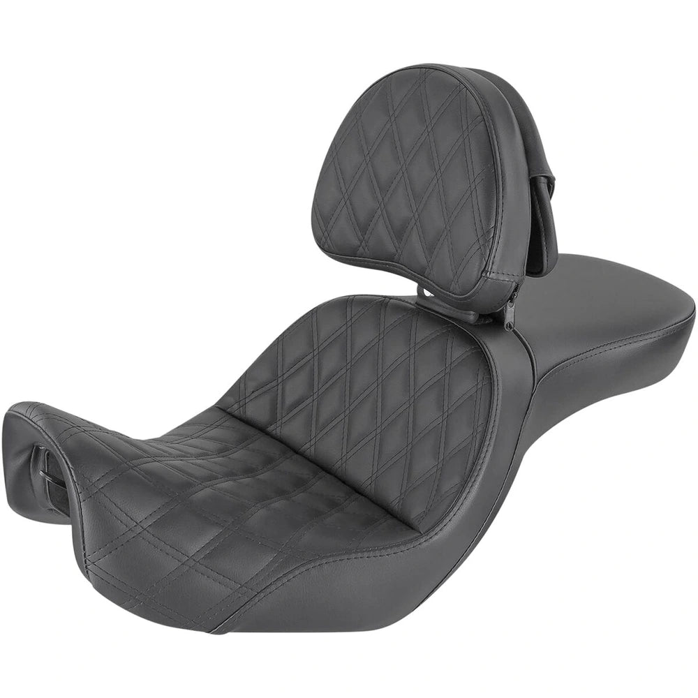 Harley-Davidson Dyna (06-17) Explorer 2-up sæde Lattice Stitch med førerryglæn – Saddlemen