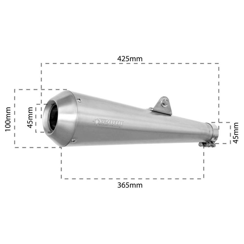 Universal Classic slip-on lyddæmper, rustfrit stål – Spark – produktdetalje fra alternativ vinkel, billede 3