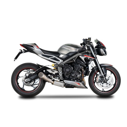 Triumph Street Triple 765 (20-22) GRID-O slip-on, titanium – Spark – produktdetalje fra alternativ vinkel, billede 3