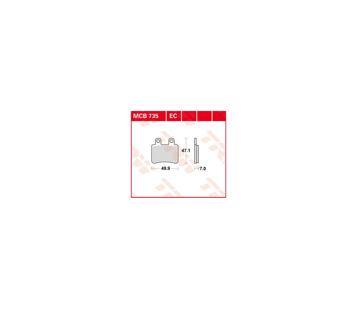 Derbi SENDA 125 R 04-13 m.fl. – organiske bremseklodser foran/bag – TRW MCB735 – produktillustration