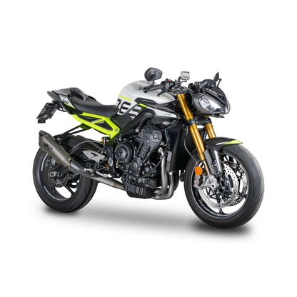 Triumph Street Triple (17-26) Konix Evo slip-on, titanium – Spark – produktdetalje fra alternativ vinkel, billede 2