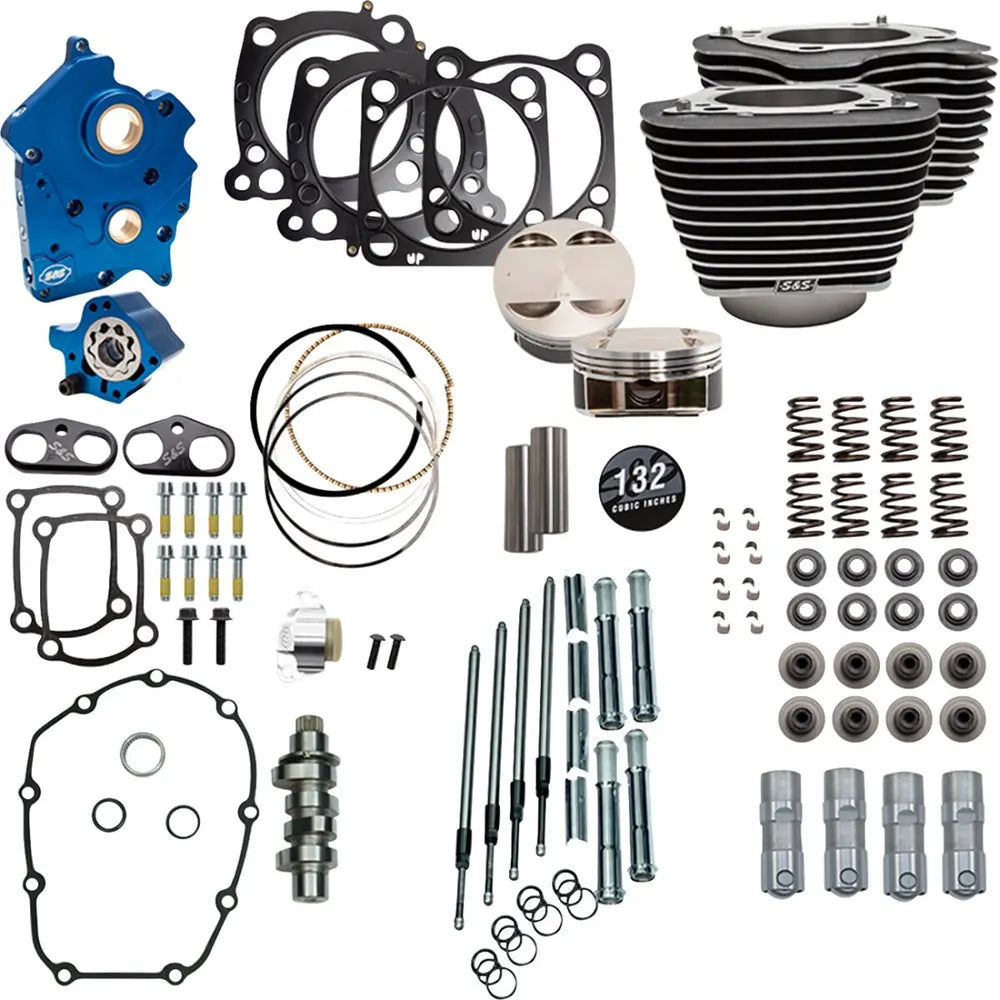 Harley-Davidson Touring (17-26) 132" 550C Power Package, chain drive, highlighted fins / Wrinkle Black – S&S Cycle