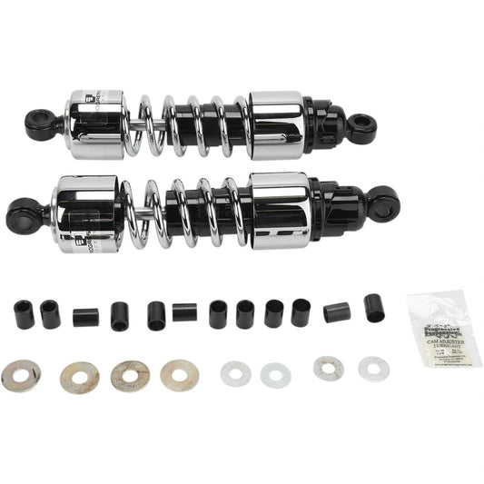 412 Cruiser Series støddæmpersæt, 318 mm, sort/krom, 2,15 kg/mm - 3,00 kg/mm (412-4209C) – Progressive Suspension støddæmper til mere kontrol og komfort