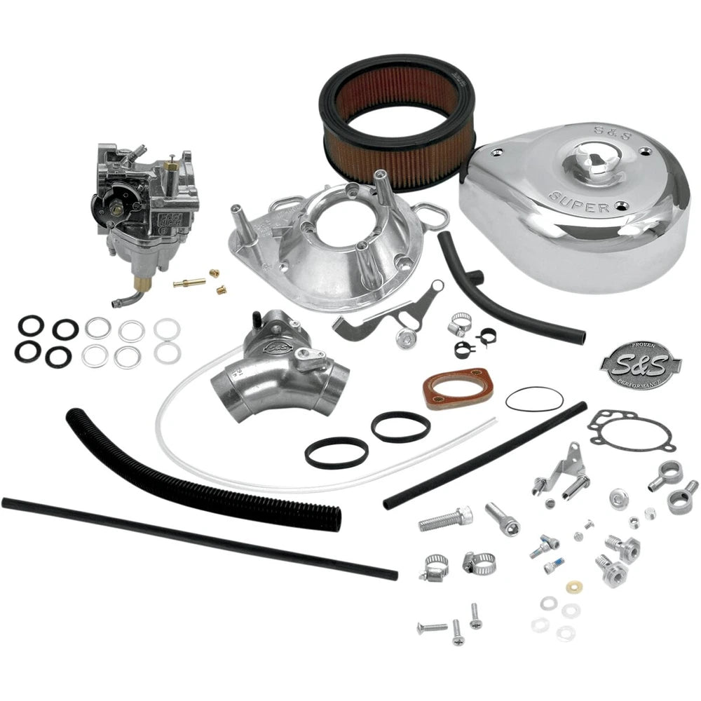 Harley-Davidson Evolution (93-99) Super E Carburetor Kit with Manifold, krom / natural – S&S Cycle