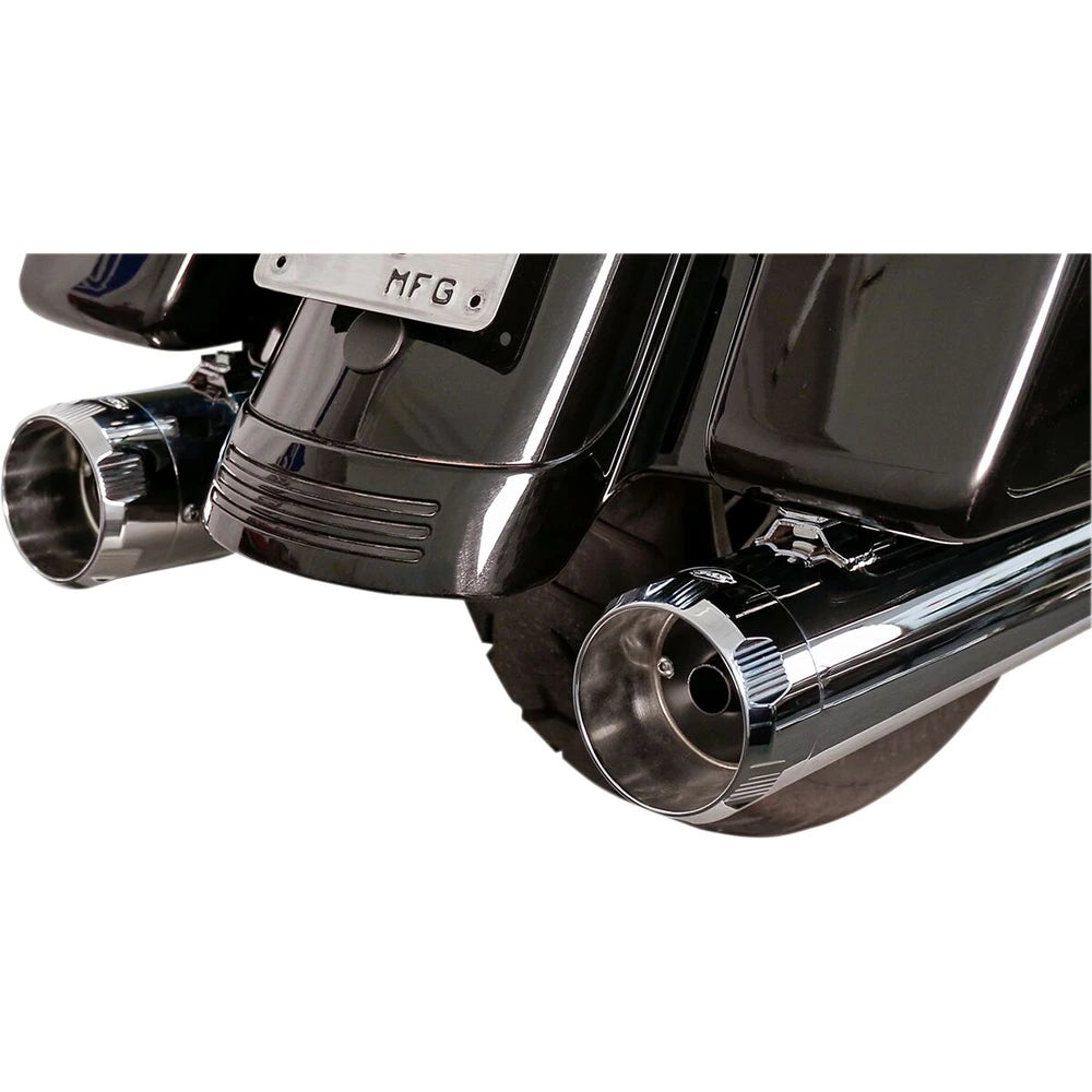 Harley-Davidson Touring (17-20) Mk45 EC Slip-On Mufflers, krom, Thruster end cap – S&S Cycle