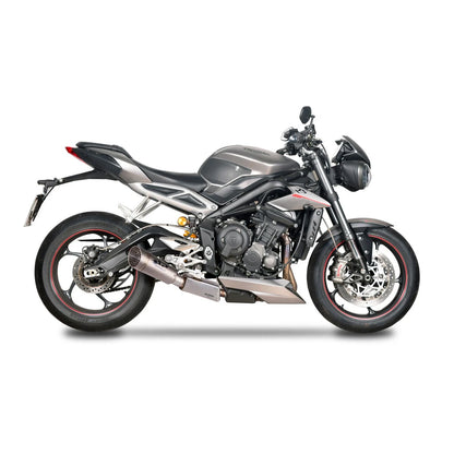 Triumph Street Triple (17-22) GRID-O slip-on, titanium – Spark – produktdetalje fra alternativ vinkel, billede 3