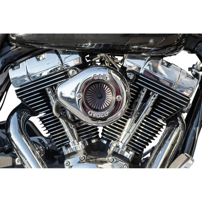 Harley-Davidson Twin Cam (01-17) Air Stinger Stealth Air Cleaner Kit, Teardrop, krom – S&S Cycle – alternativ vinkel 3