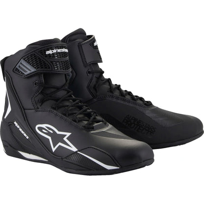 MC sko Faster-4, herre – Sort/Hvid, str. US 8.5 fra Alpinestars – primært produktbillede