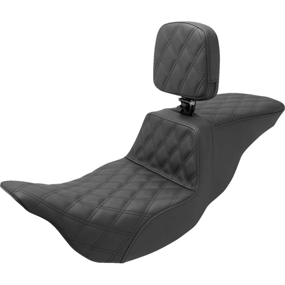 Harley-Davidson Touring (08-24) Step-Up 2-up sæde Full Lattice Stitch med førerryglæn – Saddlemen