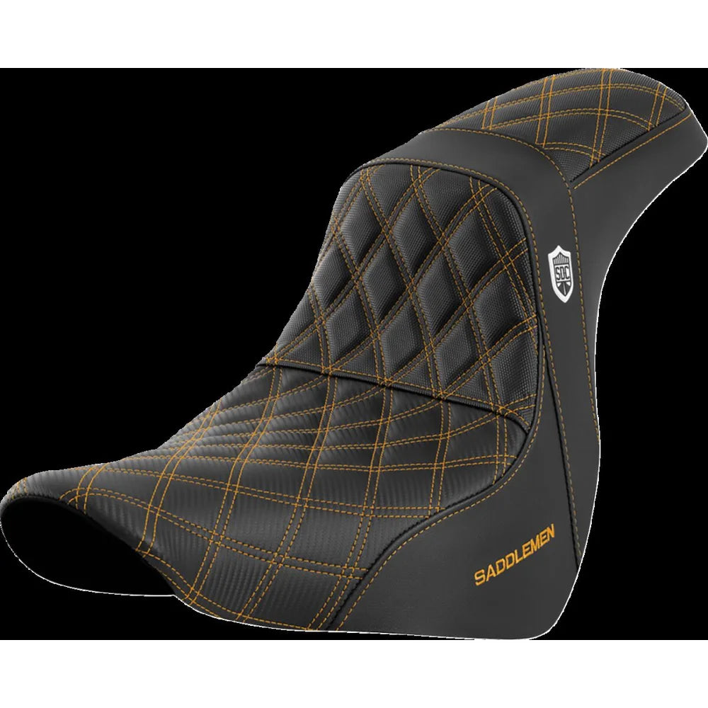 Harley-Davidson Softail (18-26) Pro Series SDC Performance 2-up sæde Black Gripper Lumbar guld syning, 29 cm (11-1/2") – Saddlemen