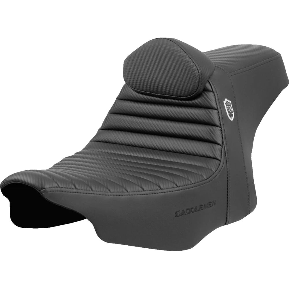 Harley-Davidson Touring (23-26) Pro Series SDC Performance 2-up sæde Black Gripper Lumbar/ Carbon Fiber med førerryglæn – Saddlemen