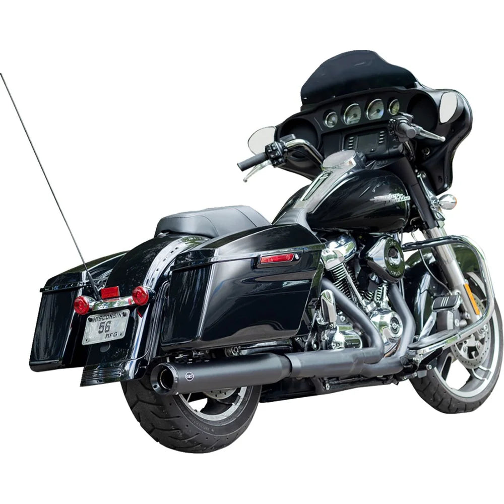 Harley-Davidson Touring (17-25) Swindler Exhaust Conversion Kit 2-into-1, Guardian Black, Race| Slant-Down end cap, sort end cap (550-1163) – S&S Cycle – ekstra produktvisning 2