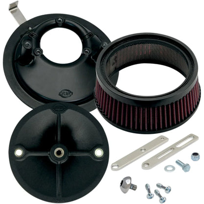 Harley-Davidson Twin Cam (80-92) Super Stock Stealth Air Cleaner Kit, Super E and G / Super Stock, Round, sort – S&S Cycle – ekstra produktvisning 2