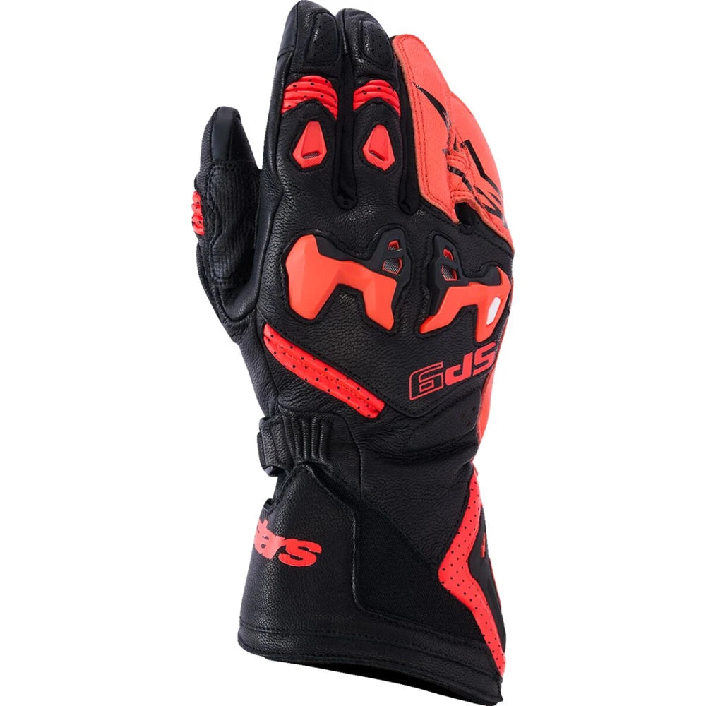 MC handsker SP-9, herre – Sort/Fluorescerende rød, str. XL fra Alpinestars – primært produktbillede