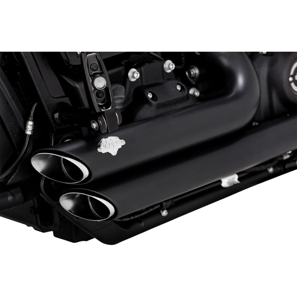 Harley-Davidson Touring / Softail (18-24) Shortshots Staggered komplet udstødning, sort – Vance & Hines – detaljebillede af udstødning og finish 2