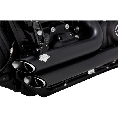Harley-Davidson Touring / Softail (18-24) Shortshots Staggered komplet udstødning, sort – Vance & Hines – detaljebillede af udstødning og finish 2
