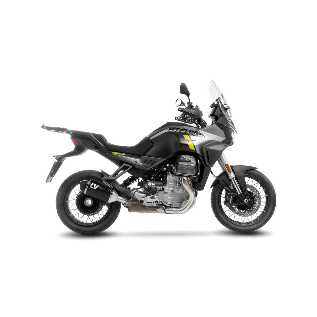 Moto Guzzi STELVIO 1000 (24-26) LeoVince LV-14 slip-on – rustfri – sort – ekstra produktvisning af lyddæmper, finish og detaljer 6