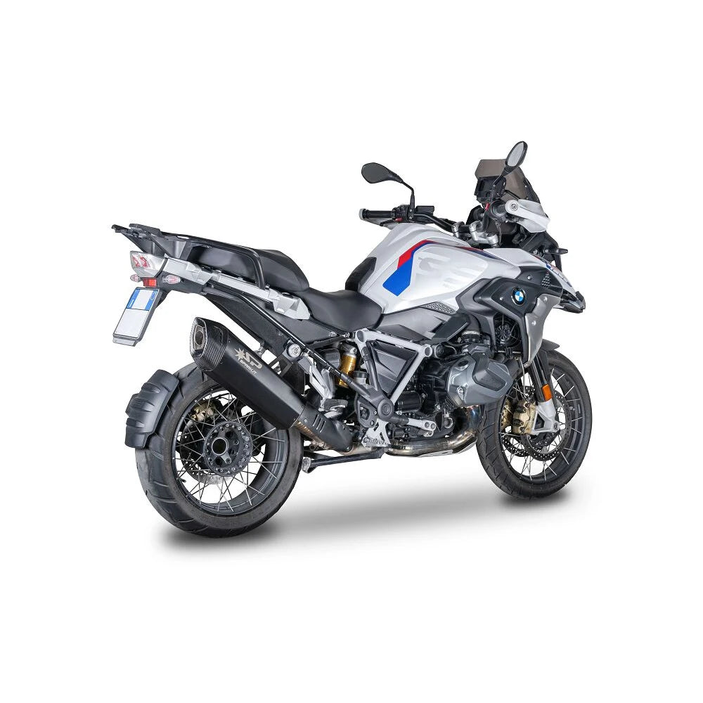 BMW R 1200/1250 GS (13-24) Fighter Evo slip-on, sort – Spark – produktdetalje fra alternativ vinkel, billede 3