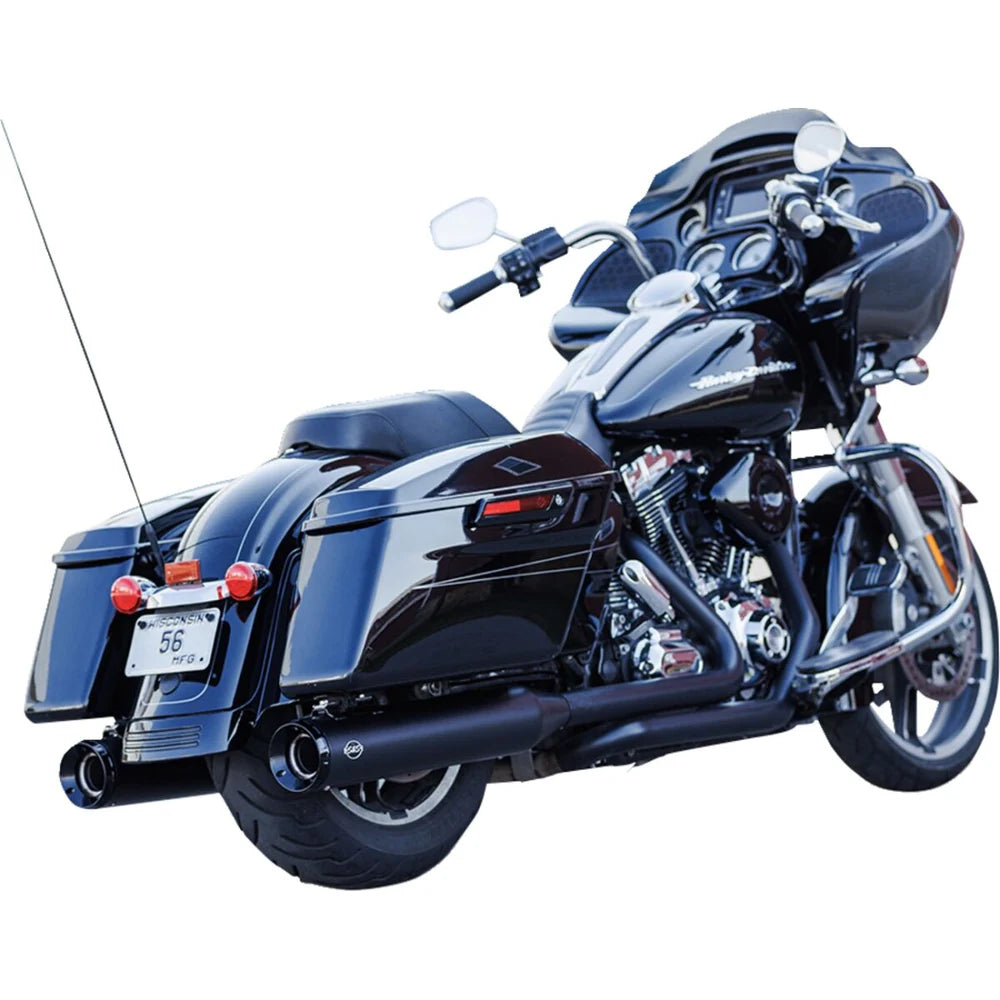 Harley-Davidson Touring (95-16) 4-1/2" GNX Slip-On Mufflers, Guardian Black, Tuxedo Black end cap – S&S Cycle – ekstra produktvisning 2