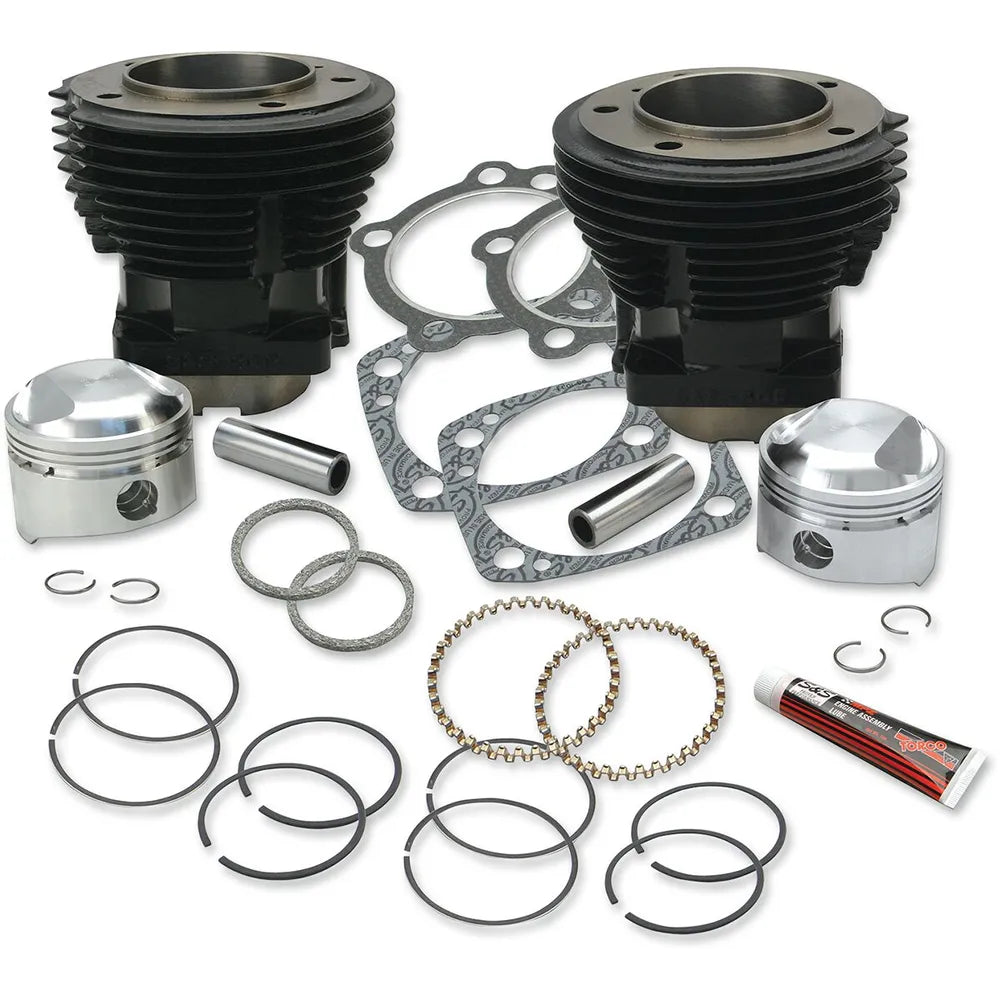 Harley-Davidson Shovelhead (80-84) Stock Bore 80" Cylinder and Standard Compression Piston Kit, Powder-Coated – S&S Cycle