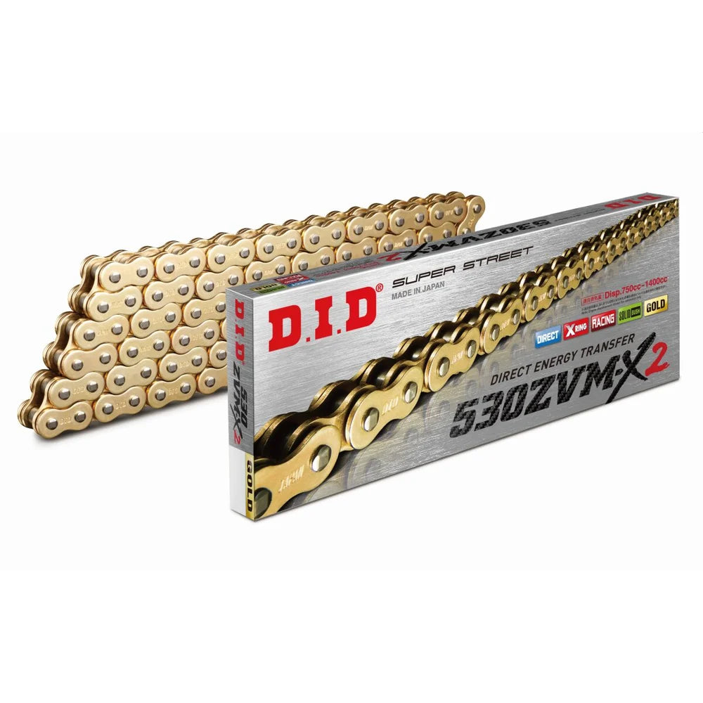 DID 530 ZVM-X2 X-Ring MC-kæde, 122 led i guld – til sport, sport-touring og touring