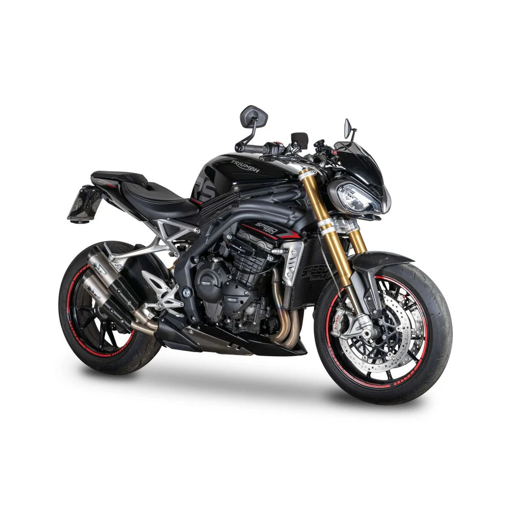 Triumph Speed Triple 1200 (21-24) Dyno slip-on, titanium – Spark – produktdetalje fra alternativ vinkel, billede 2