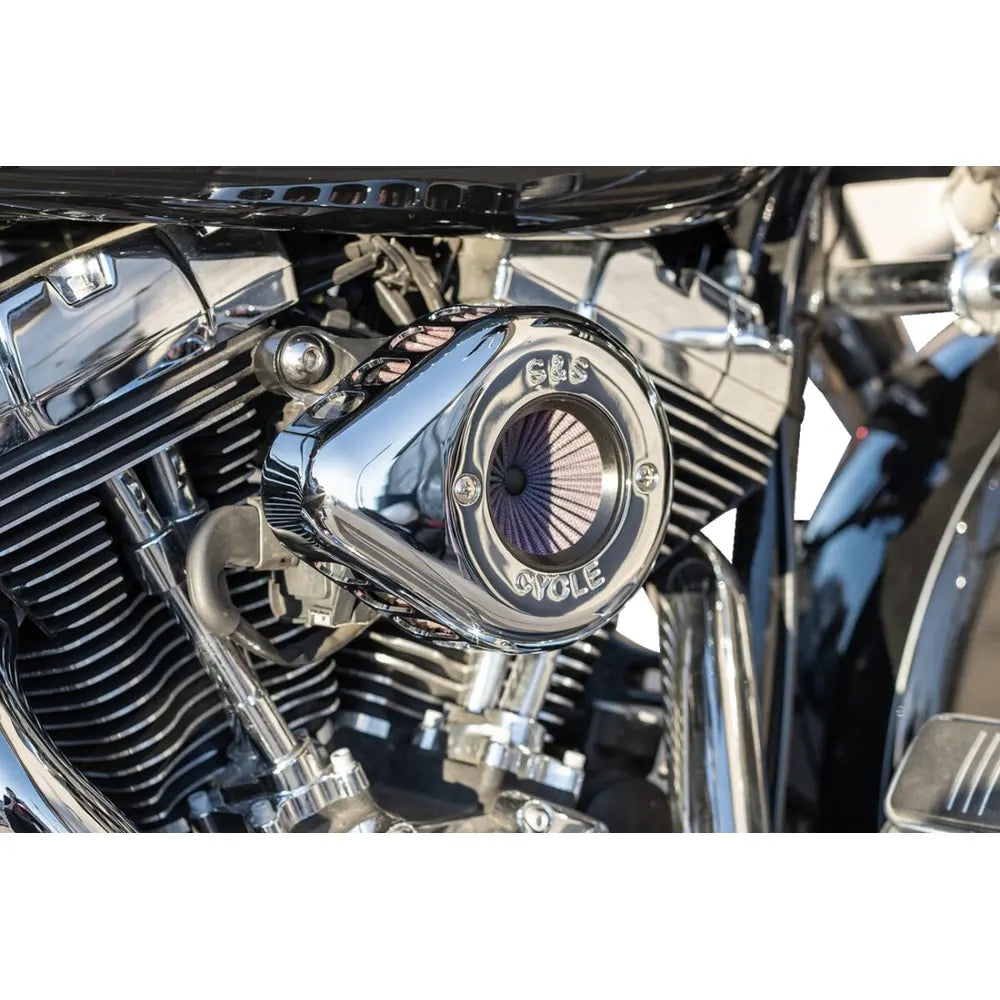 Harley-Davidson Twin Cam (01-17) Air Stinger Stealth Air Cleaner Kit, Teardrop, krom – S&S Cycle – konstruktion og finish 5