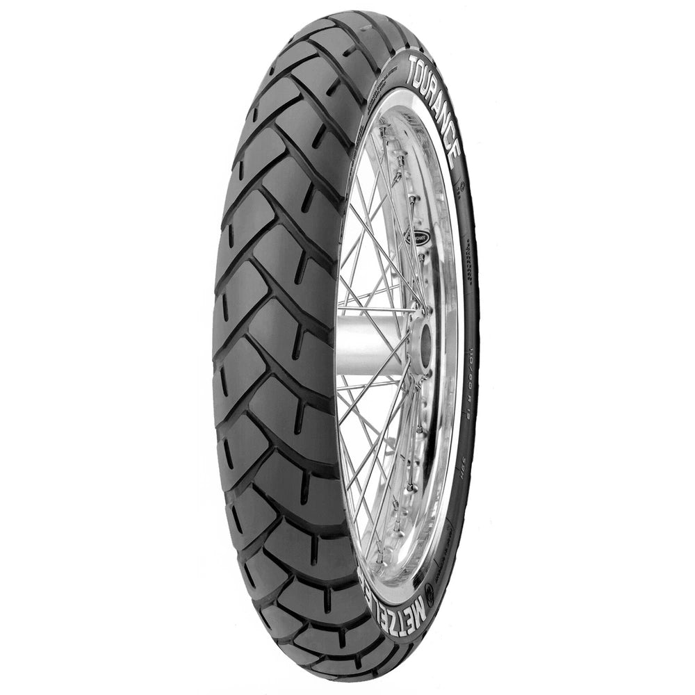 Metzeler Tourance 100/90-19 57S TT – fordæk – originalt Metzeler MC-dæk med kontrol på asfalt og løst underlag.