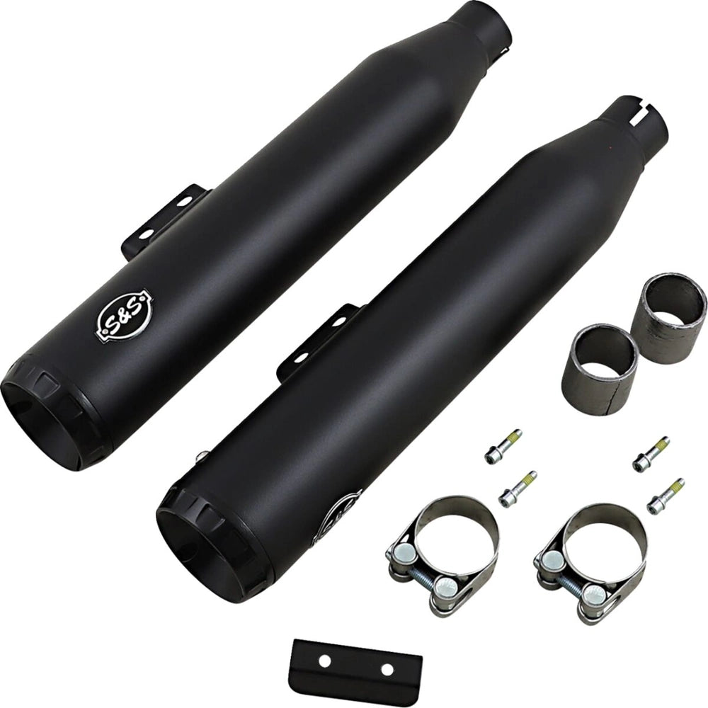 Harley-Davidson Softail (18-23) Grand National Slip-On Mufflers, Ceramic / Guardian Black, Straight-Cut end cap, sort end cap – S&S Cycle – ekstra produktvisning 2
