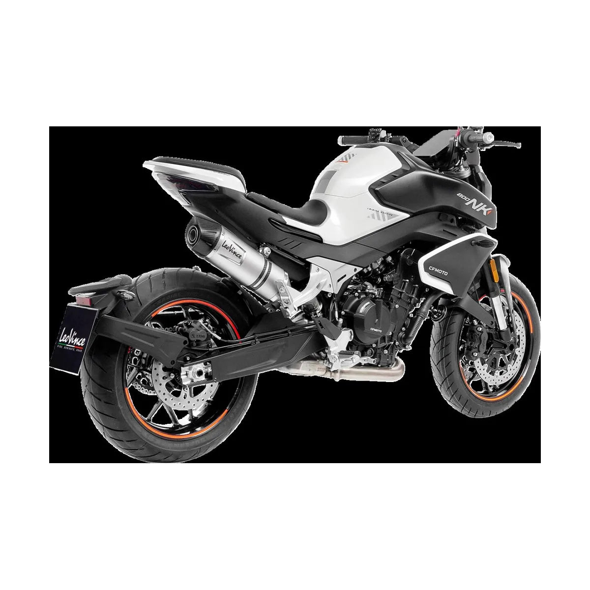 CFMOTO NK 800 (23-24) LeoVince LV One EVO slip-on – rustfri – ekstra produktvisning af lyddæmper, finish og detaljer 3