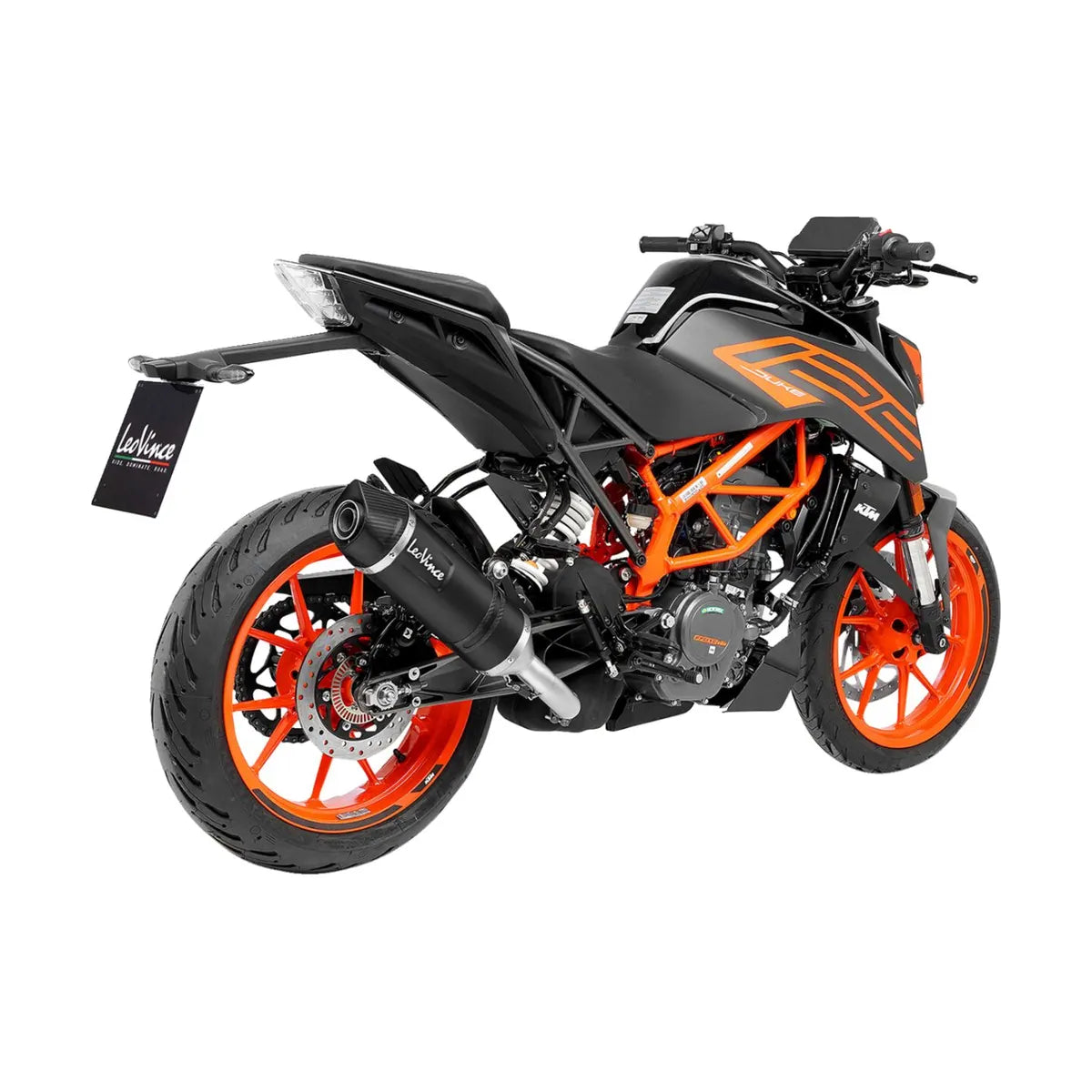 KTM 390 Duke (21-23) m.fl. LeoVince LV One EVO slip-on – rustfri – mat sort – ekstra produktvisning af lyddæmper, finish og detaljer 4