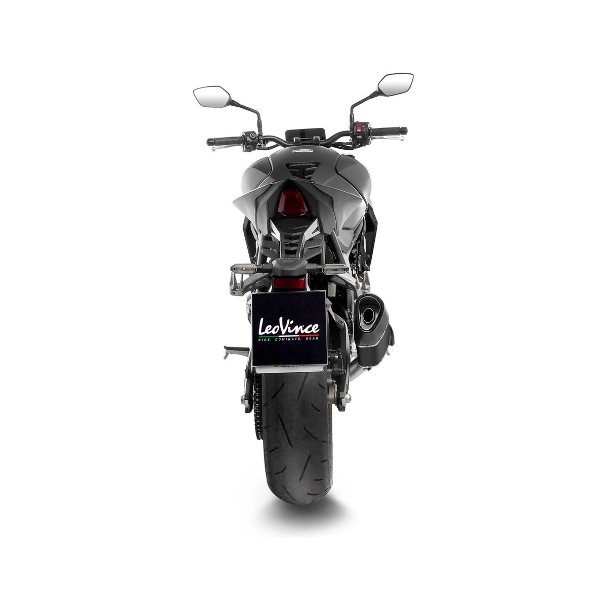 Honda CB1000 Hornet (25-26) m.fl. LeoVince LV-14 R slip-on – rustfri – mat sort – ekstra produktvisning af lyddæmper, finish og detaljer 5