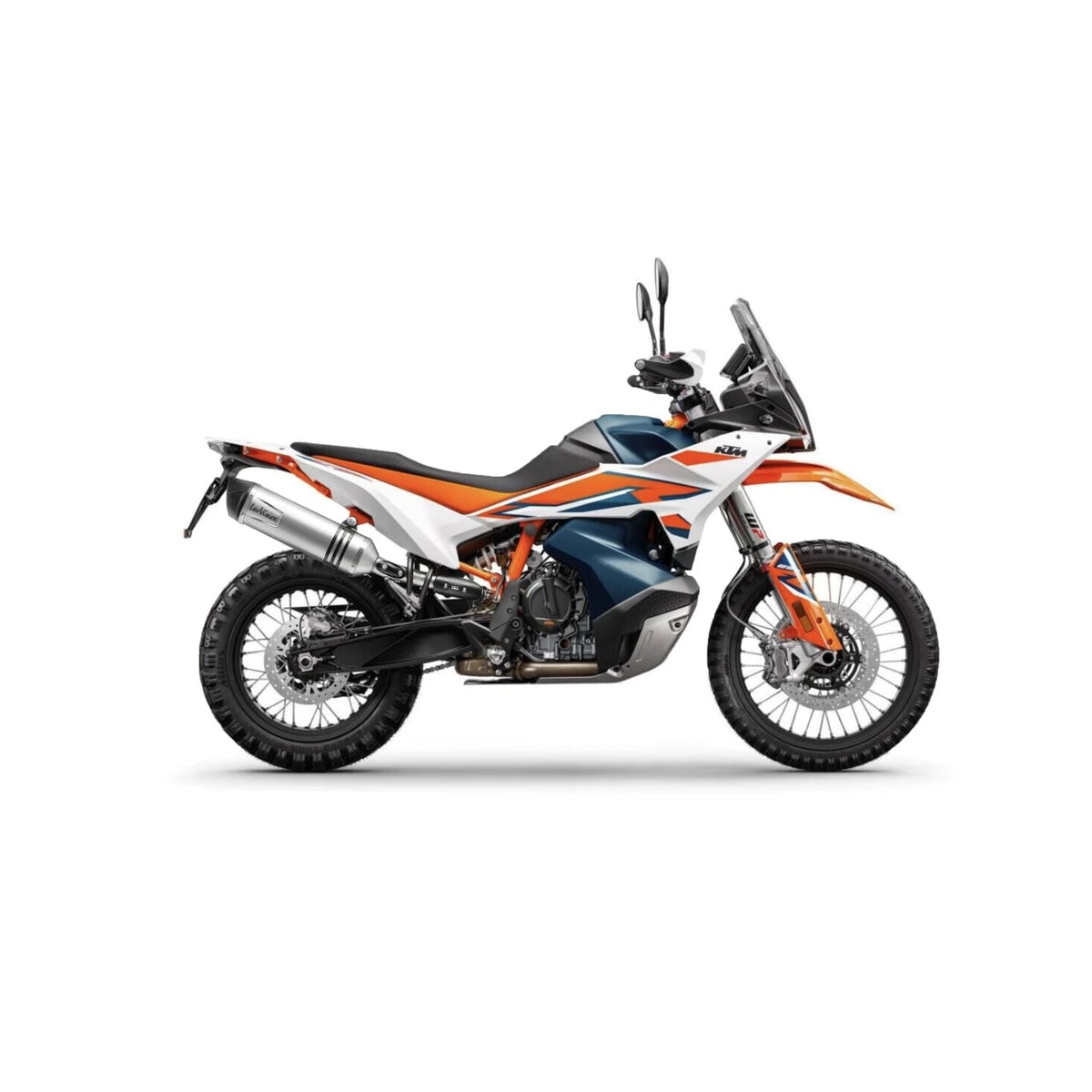KTM 790 Adventure (19-26) m.fl. LeoVince LV One EVO slip-on – rustfri – godkendt – titanium-look – 14414E – ekstra produktvisning af lyddæmper, finish og detaljer 2