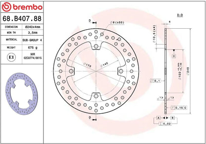 Ekstra produktbillede af Suzuki RM-Z450 05-17 bremseskive – Brembo Oro fast