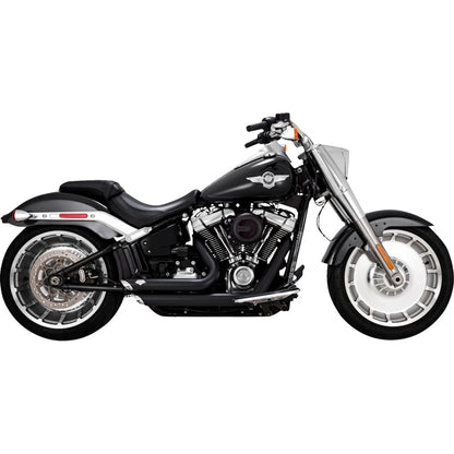 Harley-Davidson Softail / Dyna (18-24) Shortshots Staggered komplet udstødning, sort – Vance & Hines – detaljebillede af udstødning og finish 2