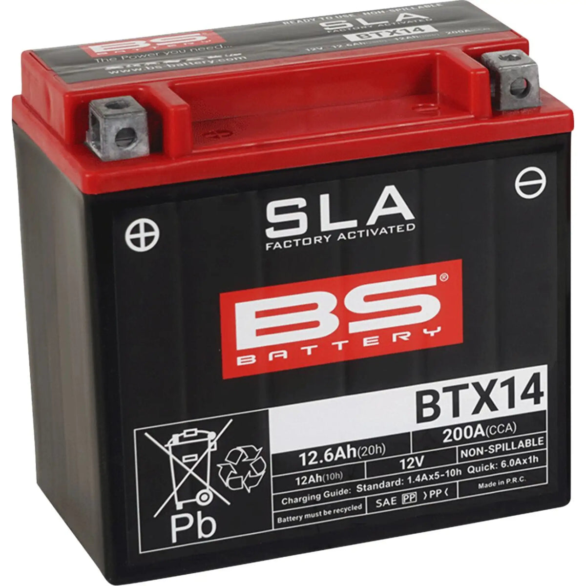 BS Battery BTX14 12V 12Ah 200A AGM MC batteri