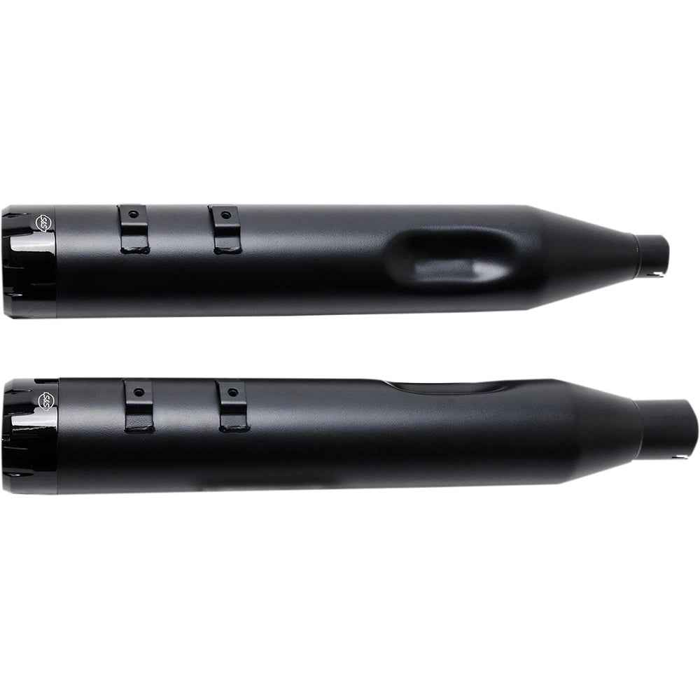 Harley-Davidson Touring (17-25) 4-1/2" MK45 Performance Mufflers, sort / Ceramic, Thruster end cap, sort / poleret end cap – S&S Cycle