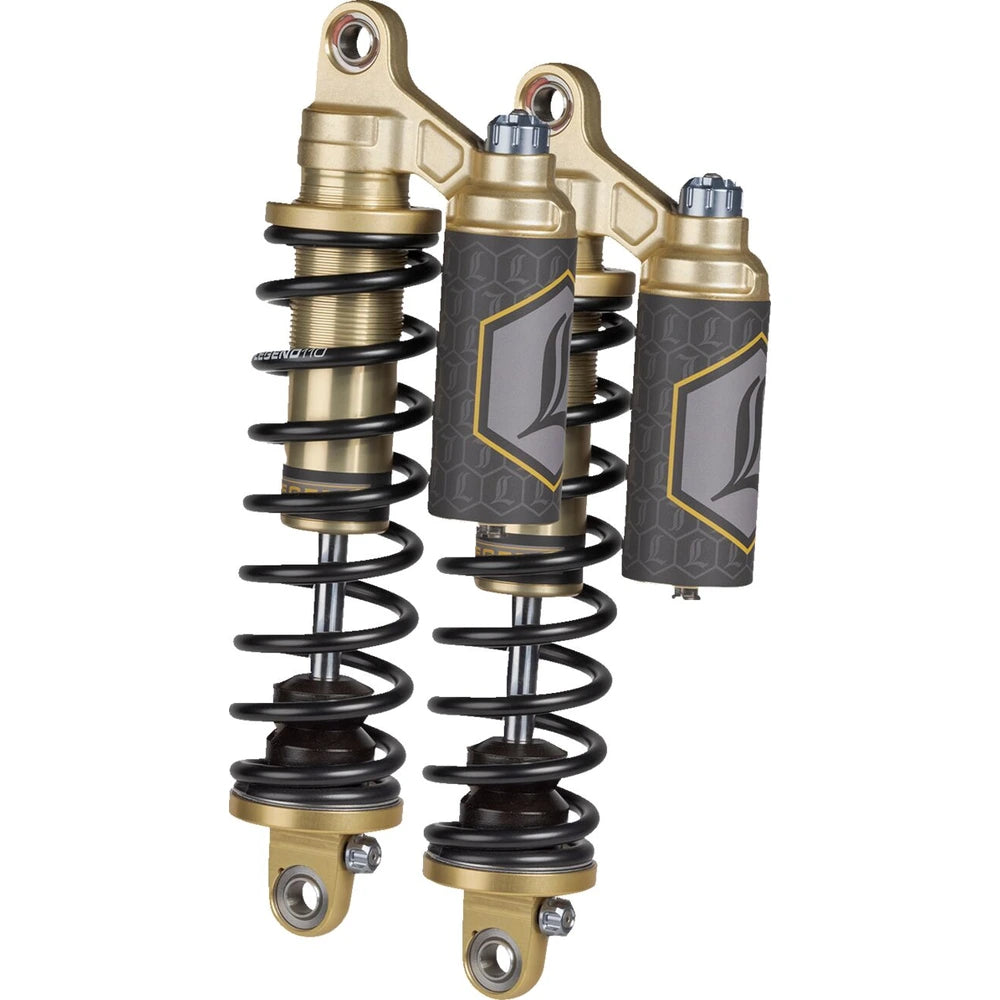 Legend Suspension Harley-Davidson Dyna (91-17) REVO-ARC støddæmpersæt, 14", Heavy Duty, piggyback reservoir, guld – for bedre komfort, kontrol og stabilitet