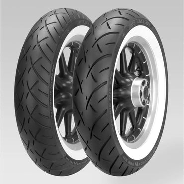 Metzeler ME 888 Marathon Ultra White Wall 130/80B17 65H TL – fordæk – alternativt produktbillede med fokus på dækprofil og design.