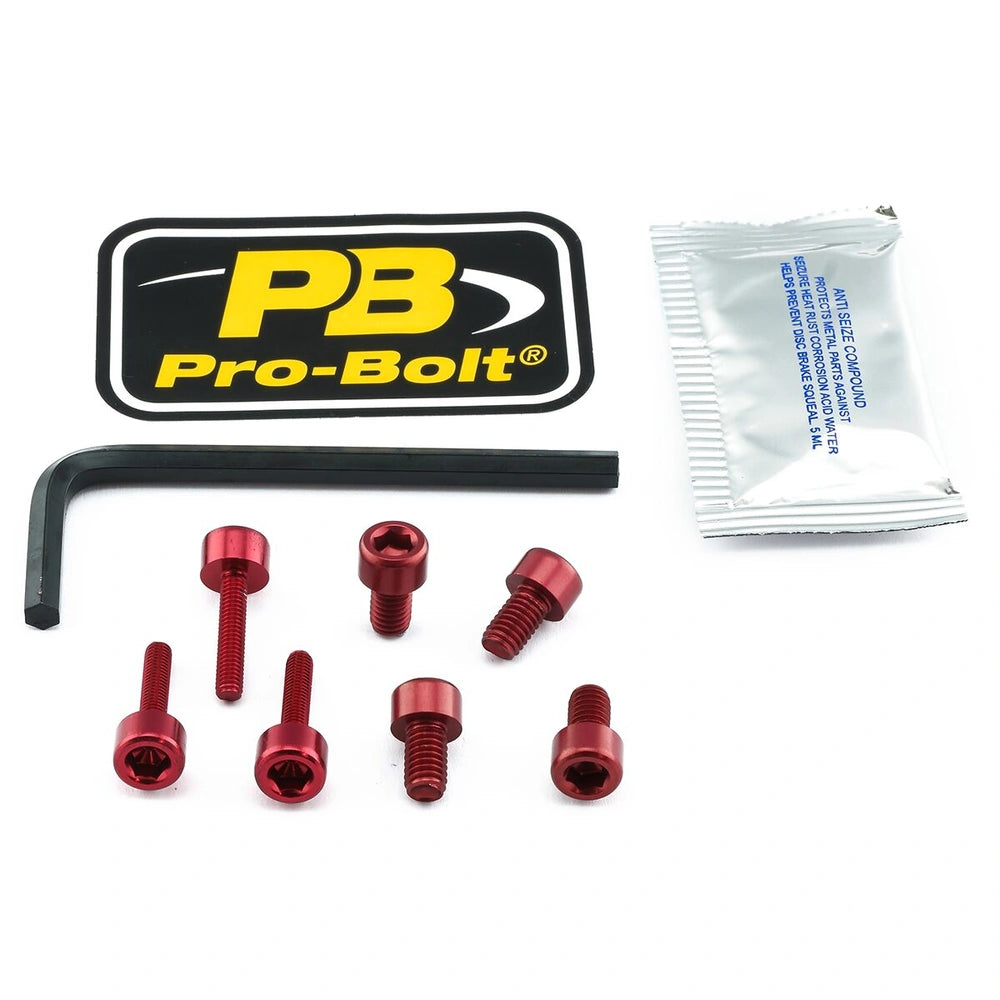 Tankdækselboltsæt, 7 stk. – 7075-T6 aluminium, rød, THO089 – Pro-Bolt
