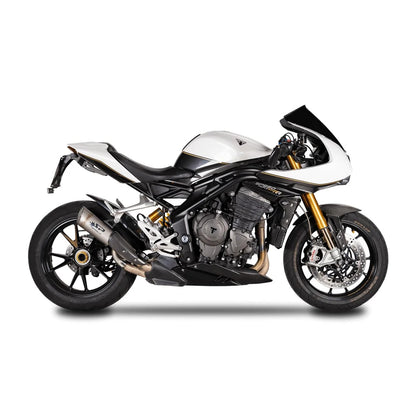 Triumph Speed Triple 1200 (21-26) GRID-O slip-on, titanium – Spark – produktdetalje fra alternativ vinkel, billede 4