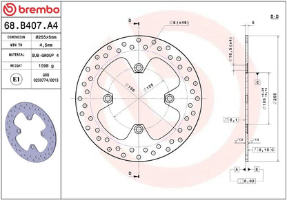 Ekstra produktbillede af Triumph SCRAMBLER 865 06-14 bremseskive – Brembo Oro fast