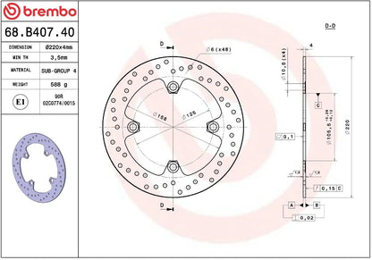 Ekstra produktbillede af Honda CBR125R 11-16 bremseskive – Brembo Oro fast