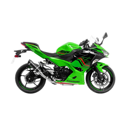 Kawasaki Ninja 400 (18-23) m.fl. LeoVince GP Corsa EVO slip-on – carbon – mat sort – ekstra produktvisning af lyddæmper, finish og detaljer 3